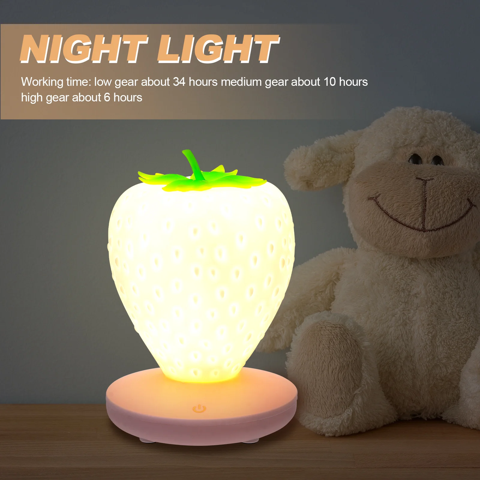 Ночник в форме клубники с сенсорным управлением - Фотография_3