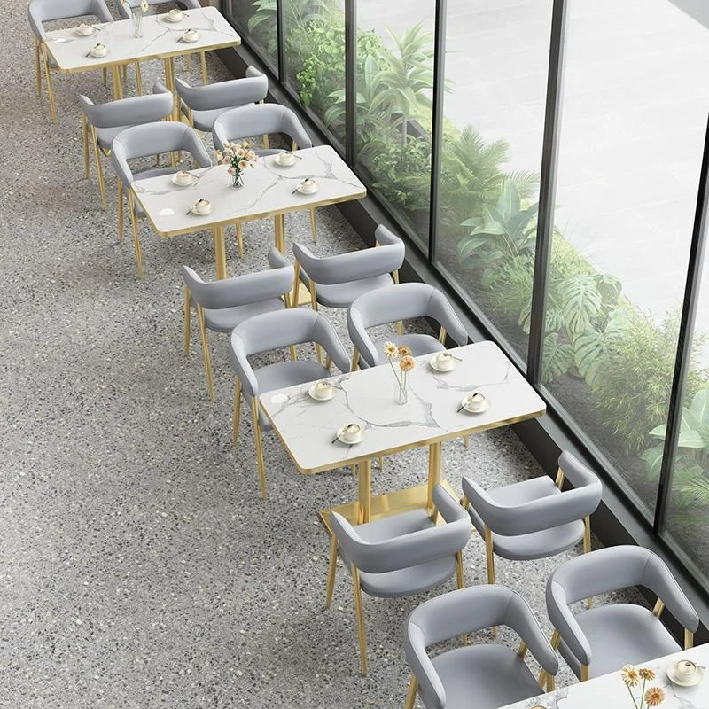 Современное сидение для ресторана с мраморным обеденным столом - Фотография_4