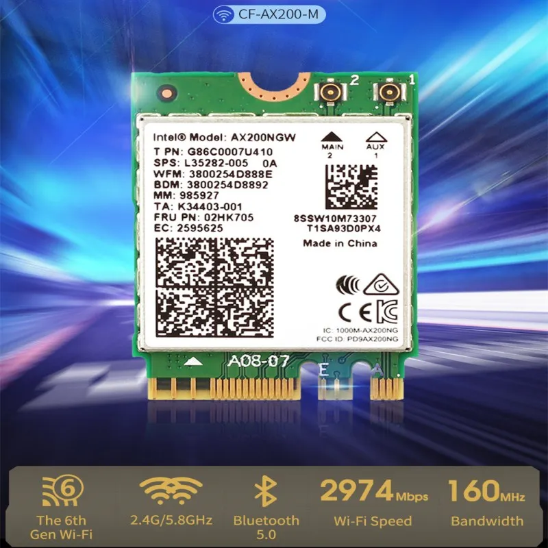 Ax200ngw модуль для intel 2974 мбит/с bluetooth 5