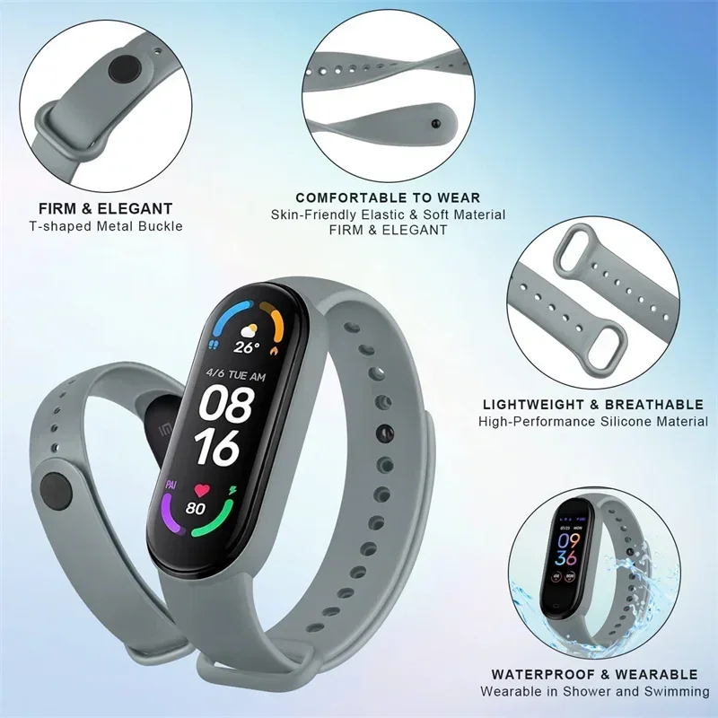 Силиконовый ремешок для часов xiaomi mi band 7 6 5 4 3 - Фотография_3