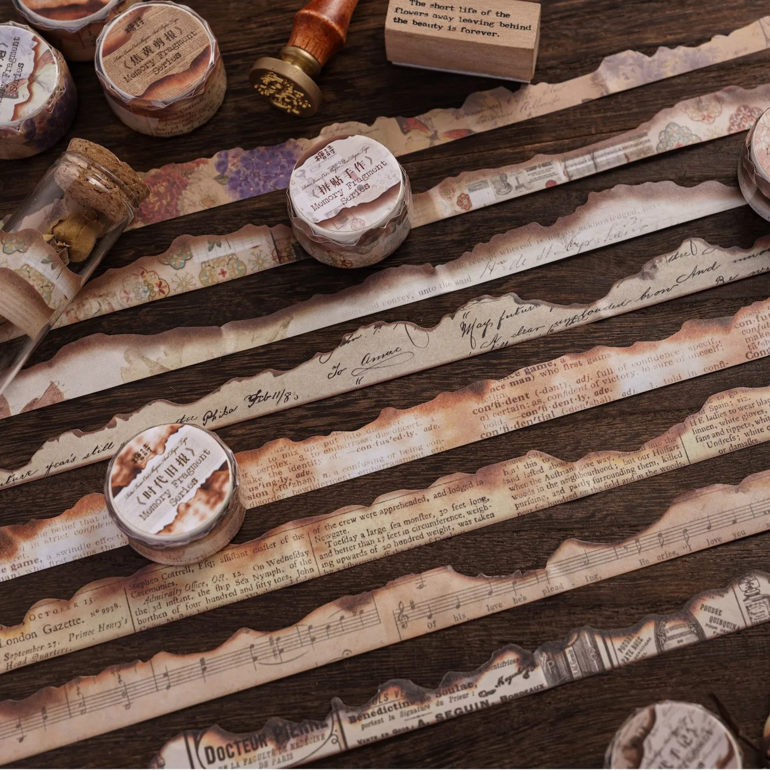 Винтажная маскировочная лента washi в старинном стиле для скрапбукинга