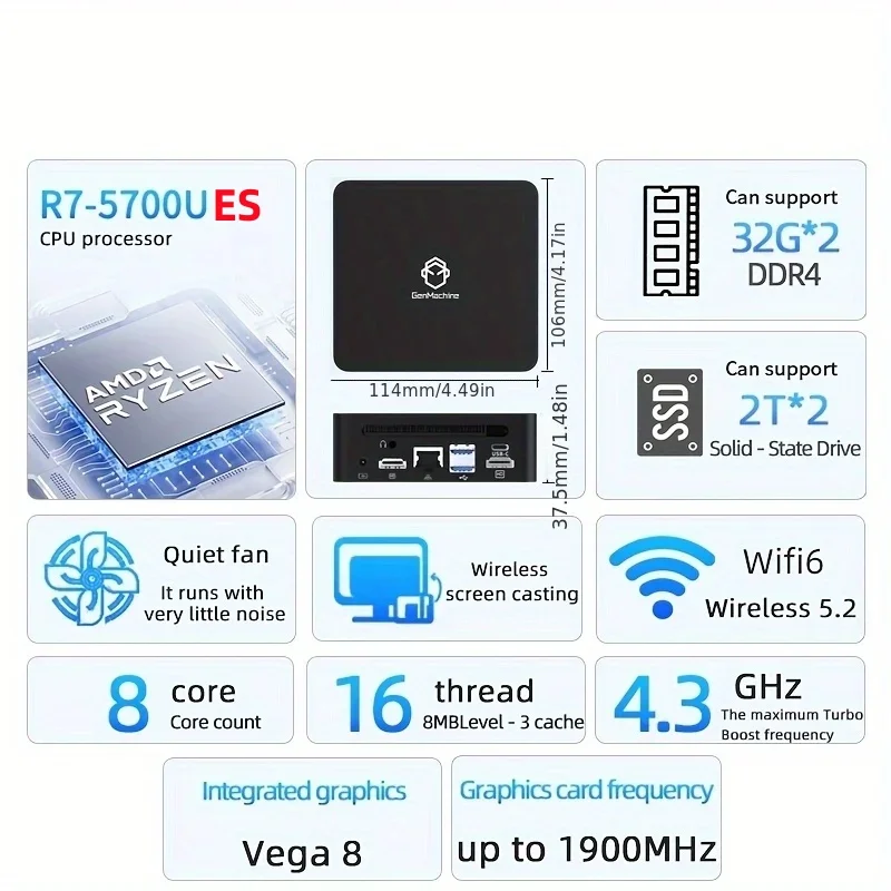 Новый мини-пк r7 5700u 4800h es - Фотография_2