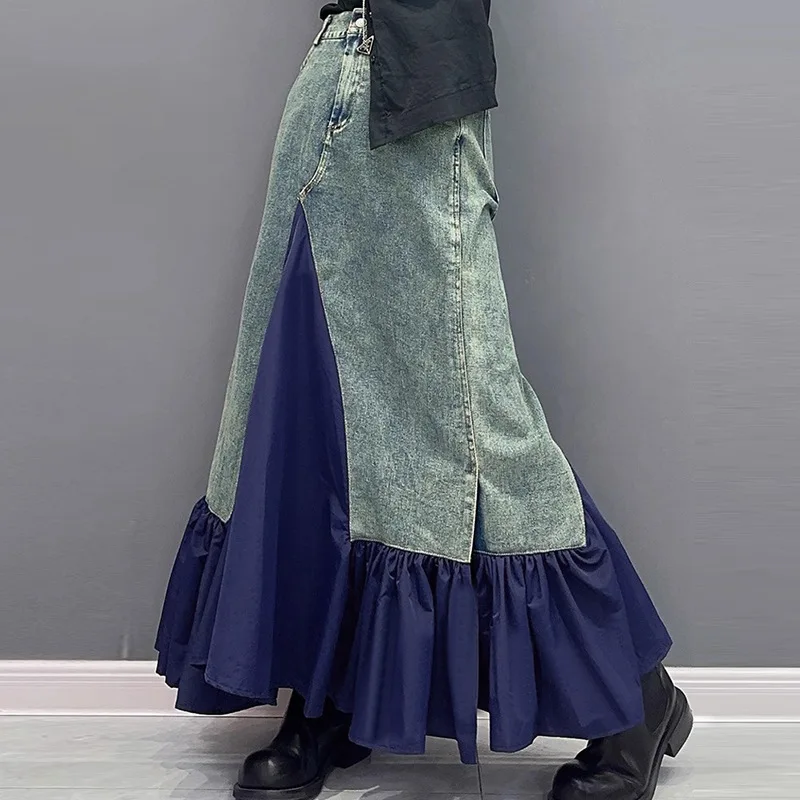 Y2k длинная юбка женская лоскутная - Фотография_4