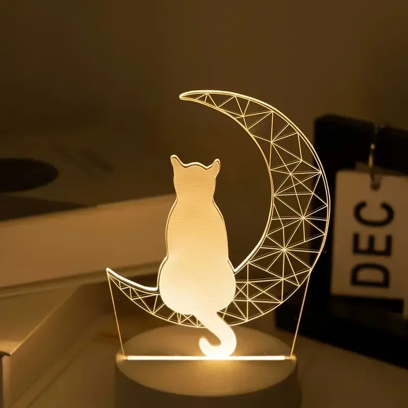 3d светящийся креативный ночник mooncat с питанием от usb - Фотография_2