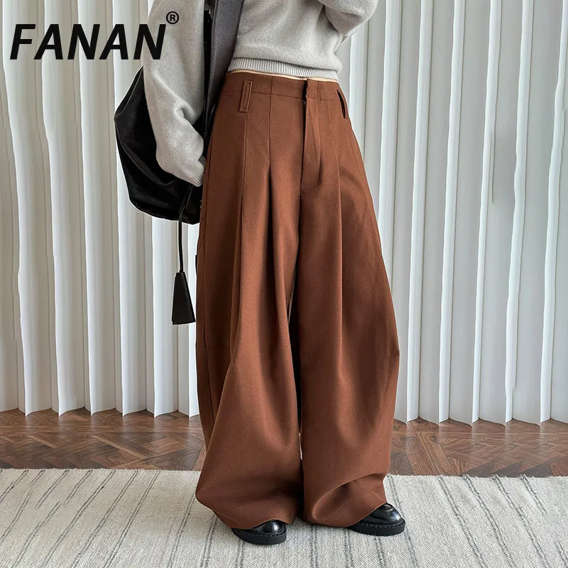 Fanan офисные женские плиссированные брюки с высокой талией для женщин