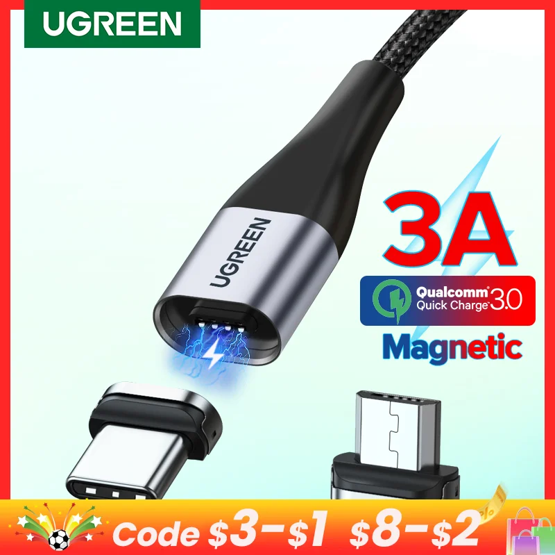 Ugreen magnetic usb зарядка кабеля