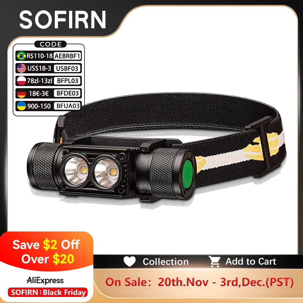 Налобный фонарь sofirn h25l 18650