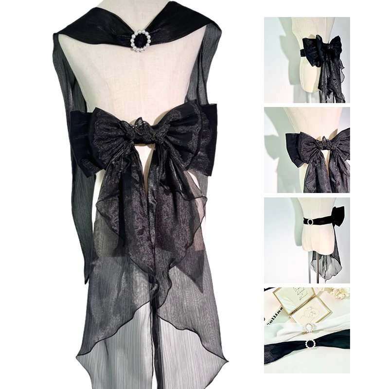 33x75 см свадебный бант с рюшами и оборками из тюля в стиле лолиты - Фотография_6