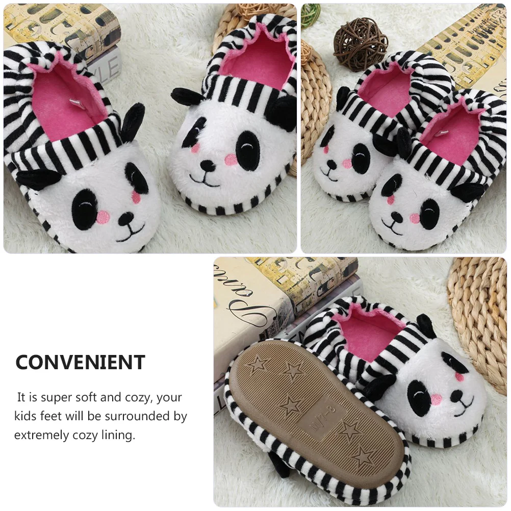 1 пара противоскользящих теплых детских тапочек с рисунком панды - Фотография_4