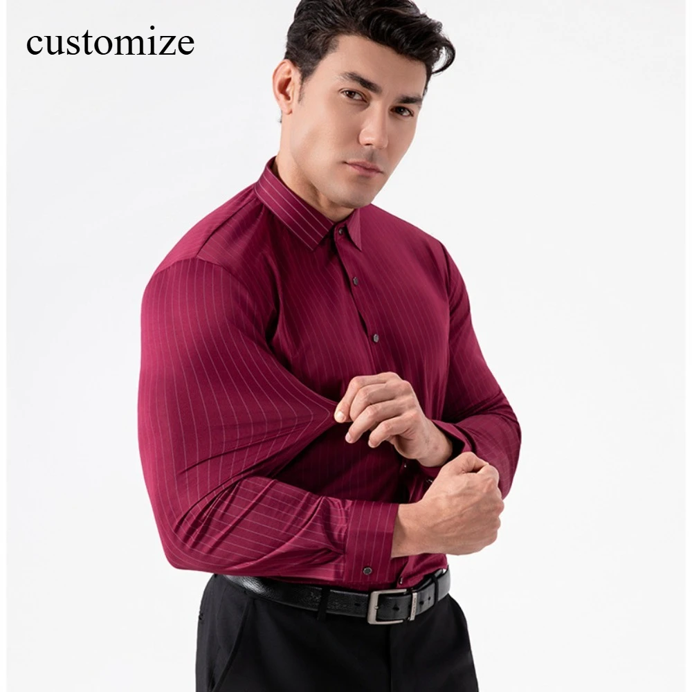 Немаркирующая полосатая высокоэластичная мужская рубашка без глажки