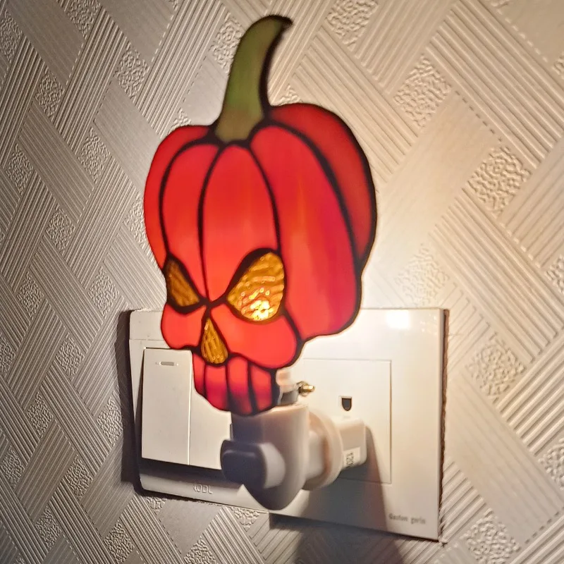 Витраж хэллоуин тыква ночник в - Фотография_3