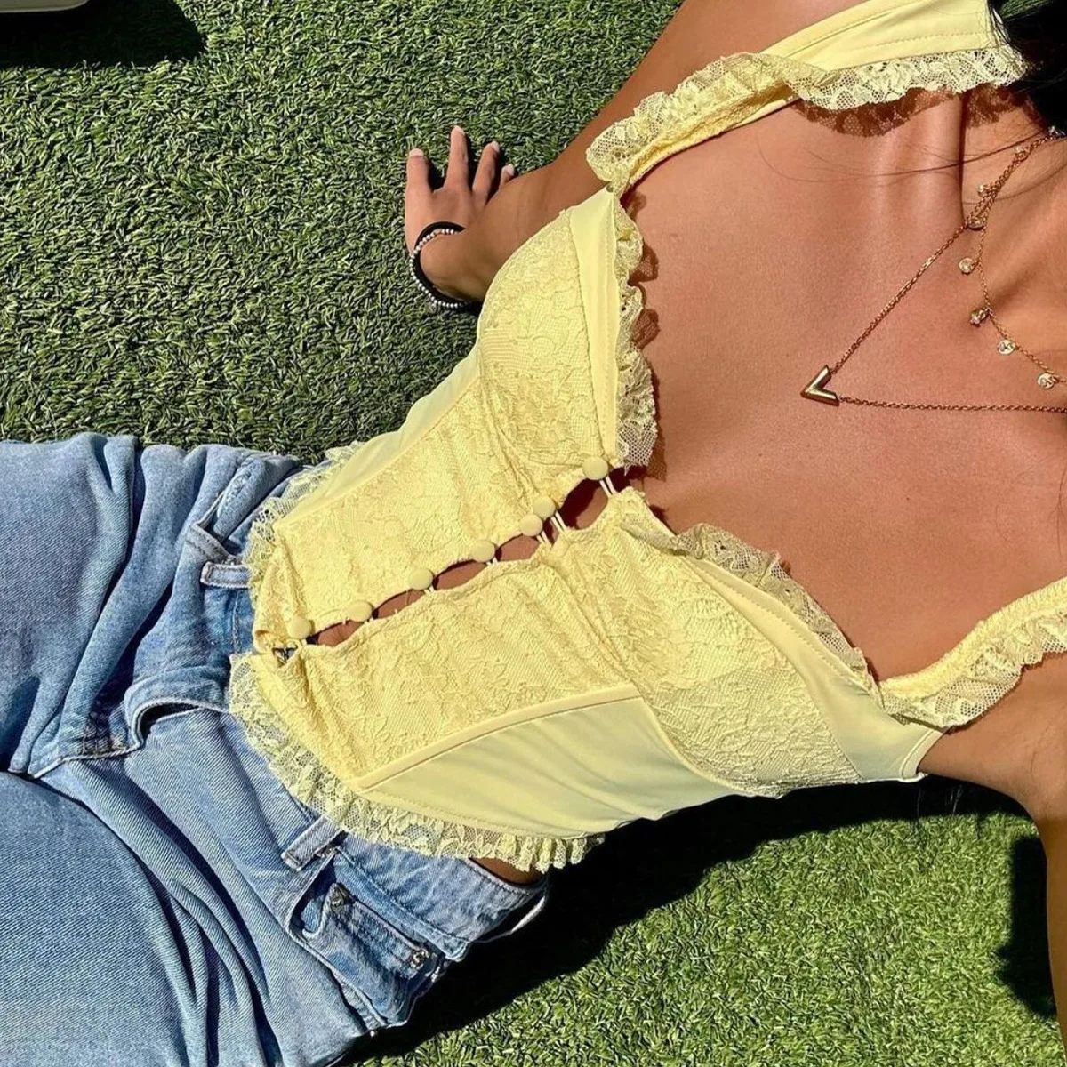 Кружевной корсет на пуговицах y2k - Фотография_2