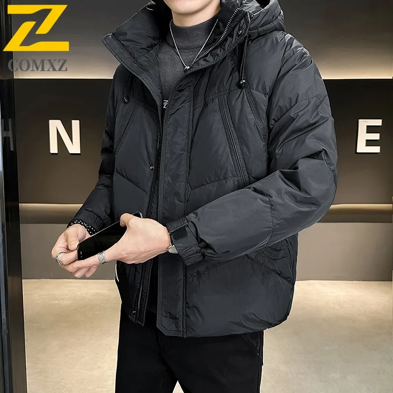 Comxz новый мужской короткий пуховик с капюшоном - Фотография_3