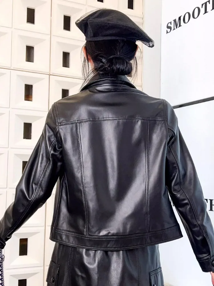 Винтажное женское облегающее пальто из натуральной овчины - Фотография_6