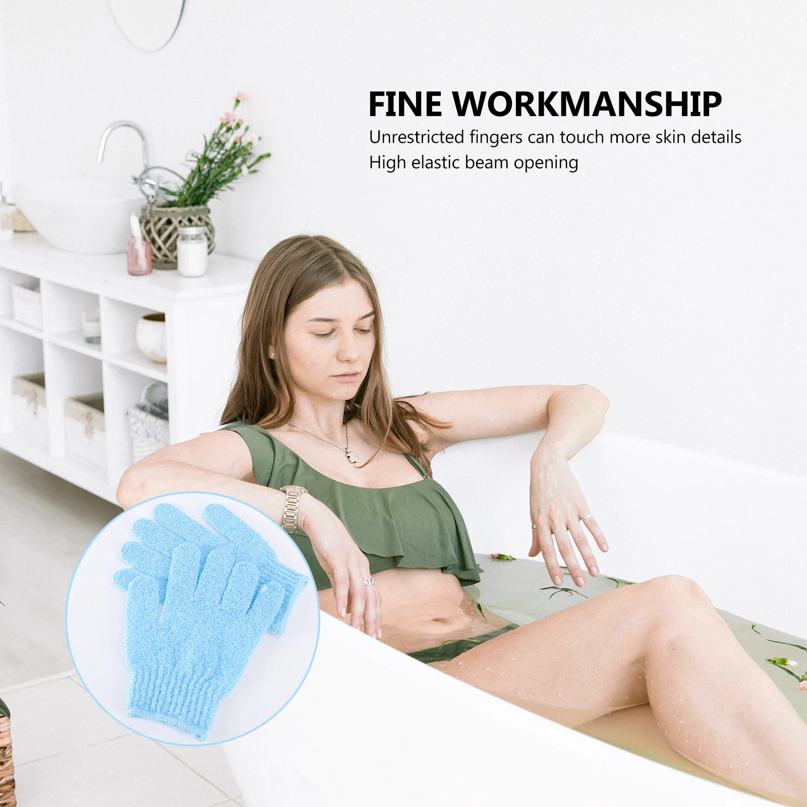 2 пары отшелушивающих перчаток для ванны с пятью пальцами - Фотография_4