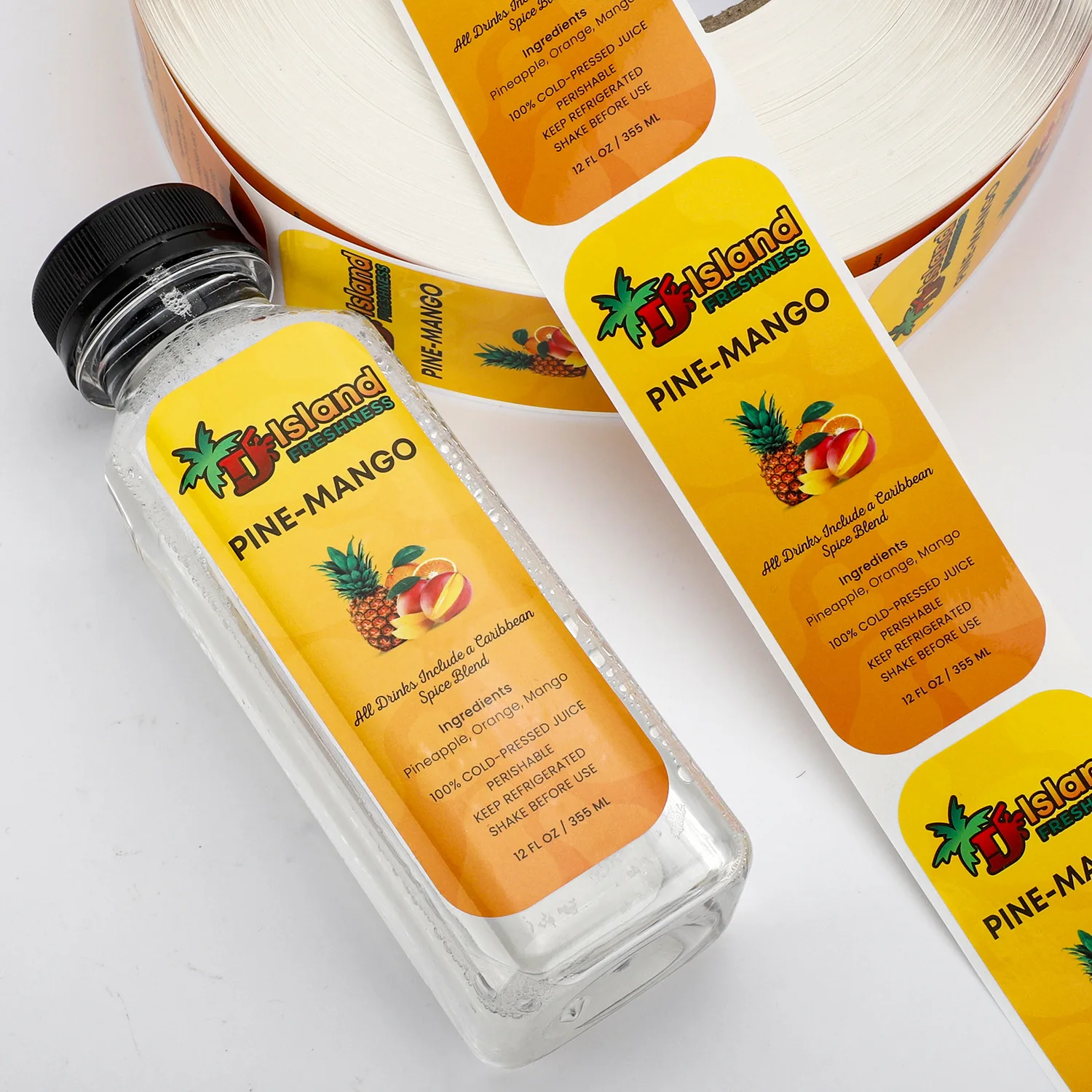 Индивидуальные красочные клейкие наклейки для бутылок сока - Фотография_2