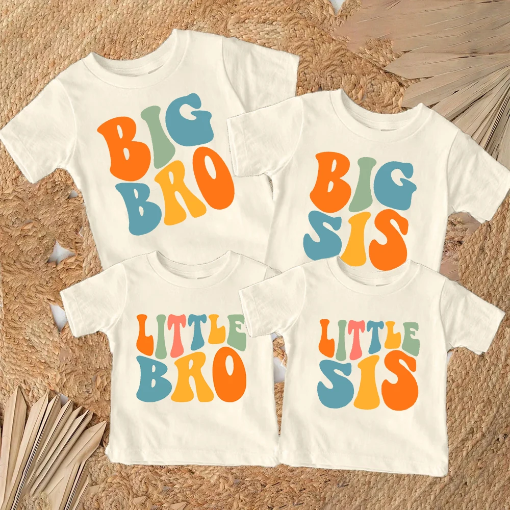 Одинаковые семейные футболки с принтом big bro sis little bro sis