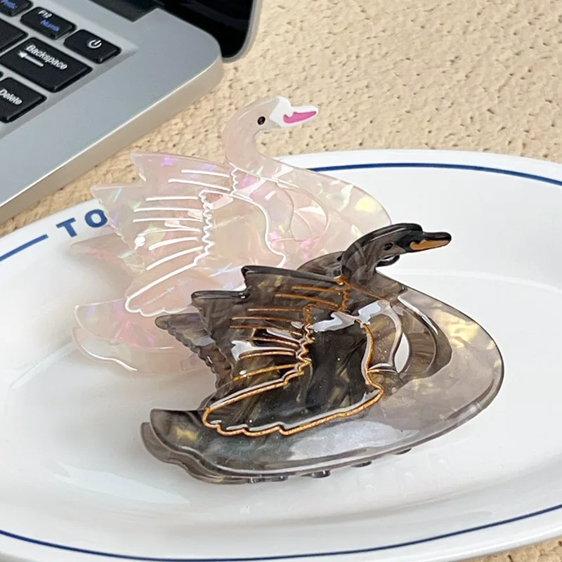 Duoshang милые элегантные цветные заколки для волос в форме лебедя - Фотография_4