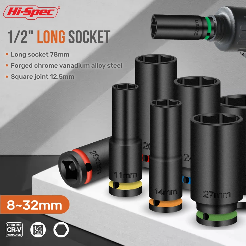 Комплект длинных пневматических головок hi-spec 1/2 дюйма - Фотография_5