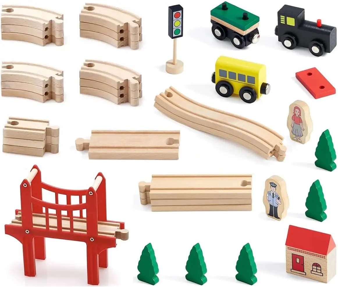 Деревянный набор поездов — 39-детальянские деревянные дорожки для детей - Фотография_6