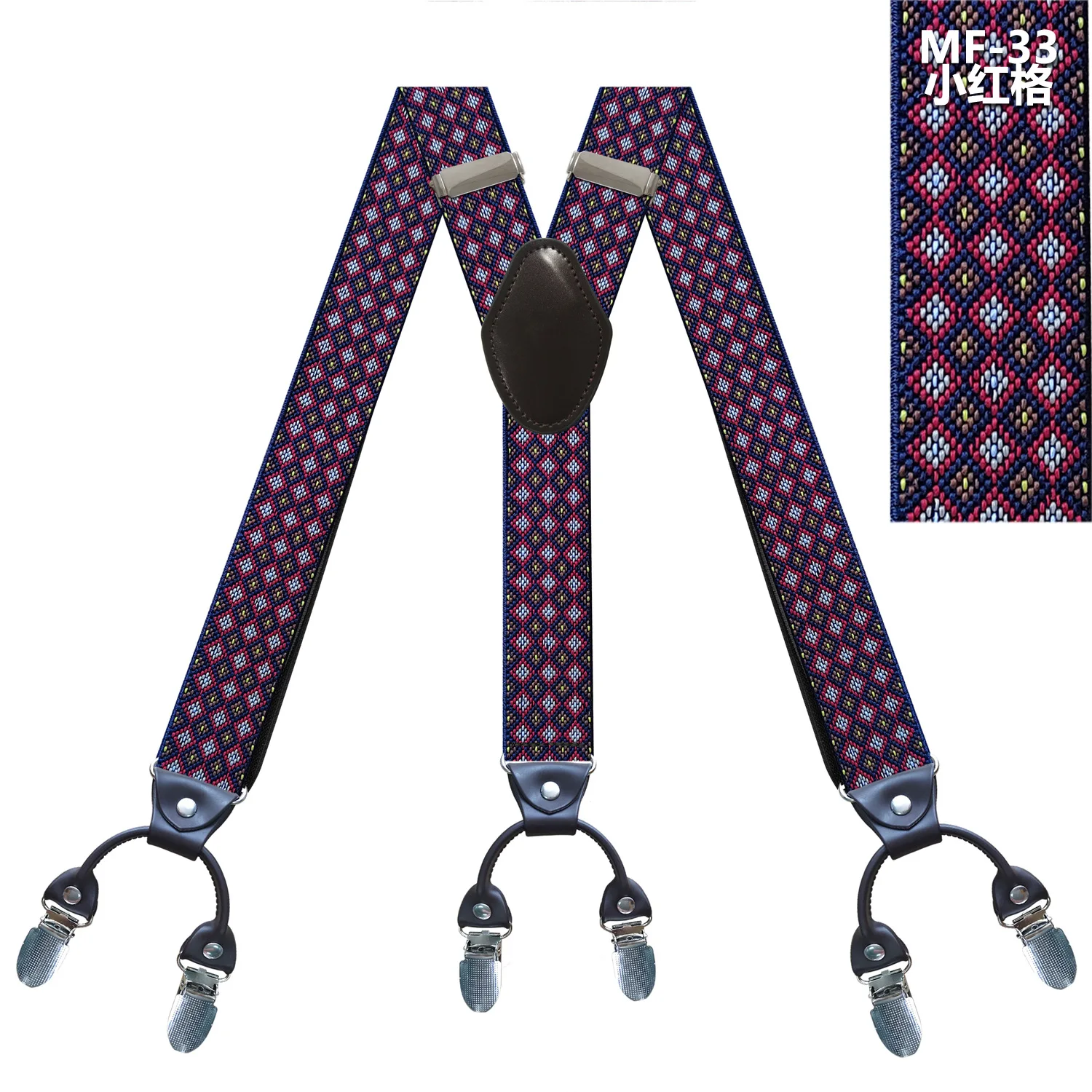 Модные кожаные подтяжки с 6 зажимами - Фотография_3