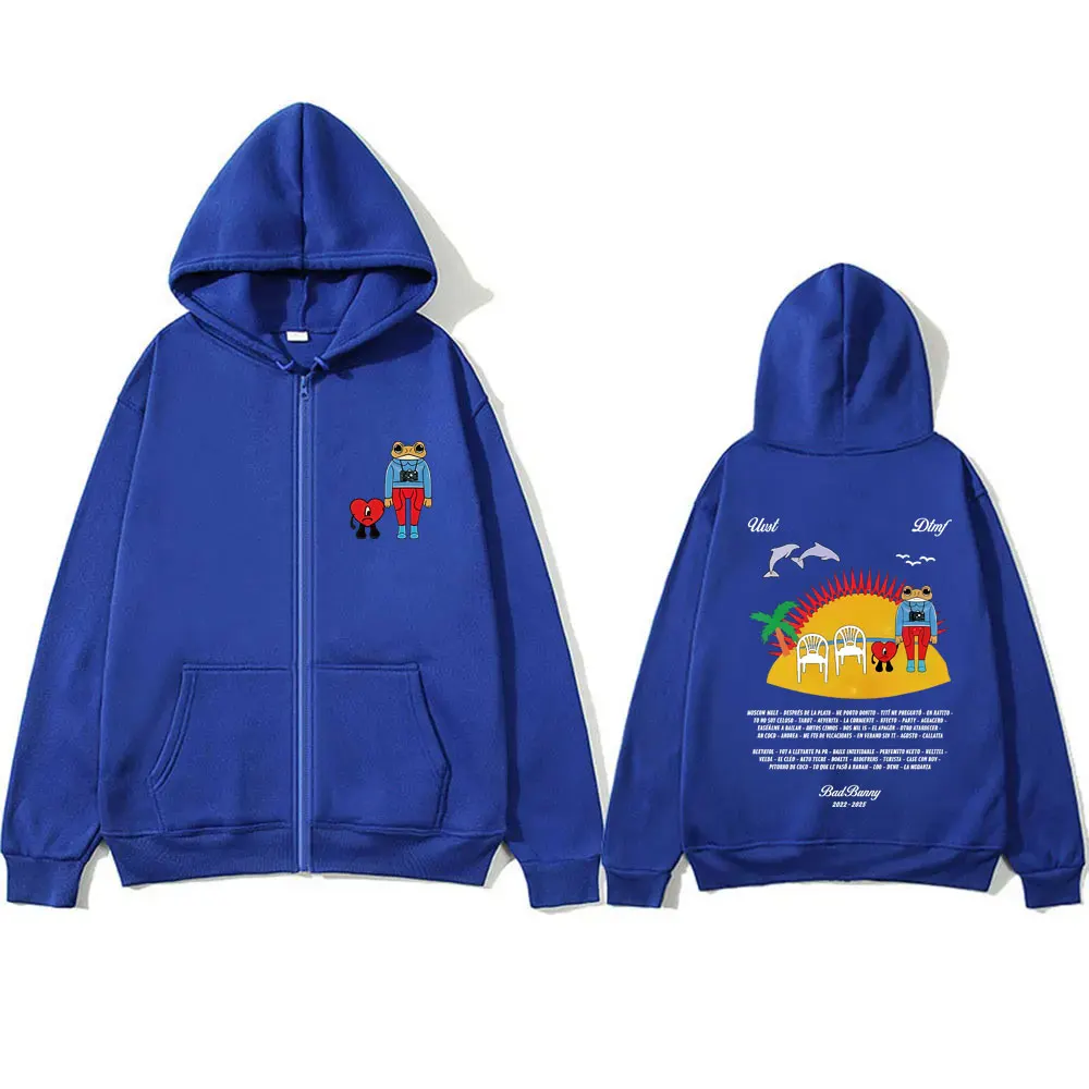 Рэпер bad bunny print zipper hoodie - Фотография_3