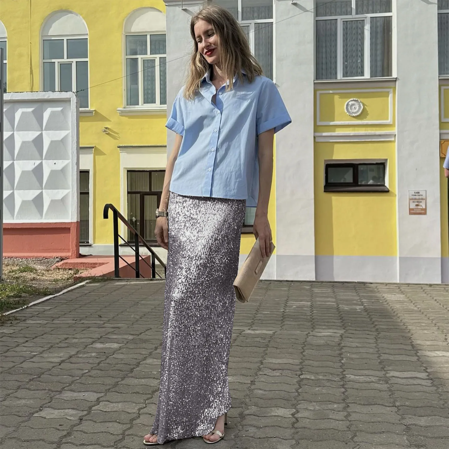 Женская длинная юбка с блестками - Фотография_3