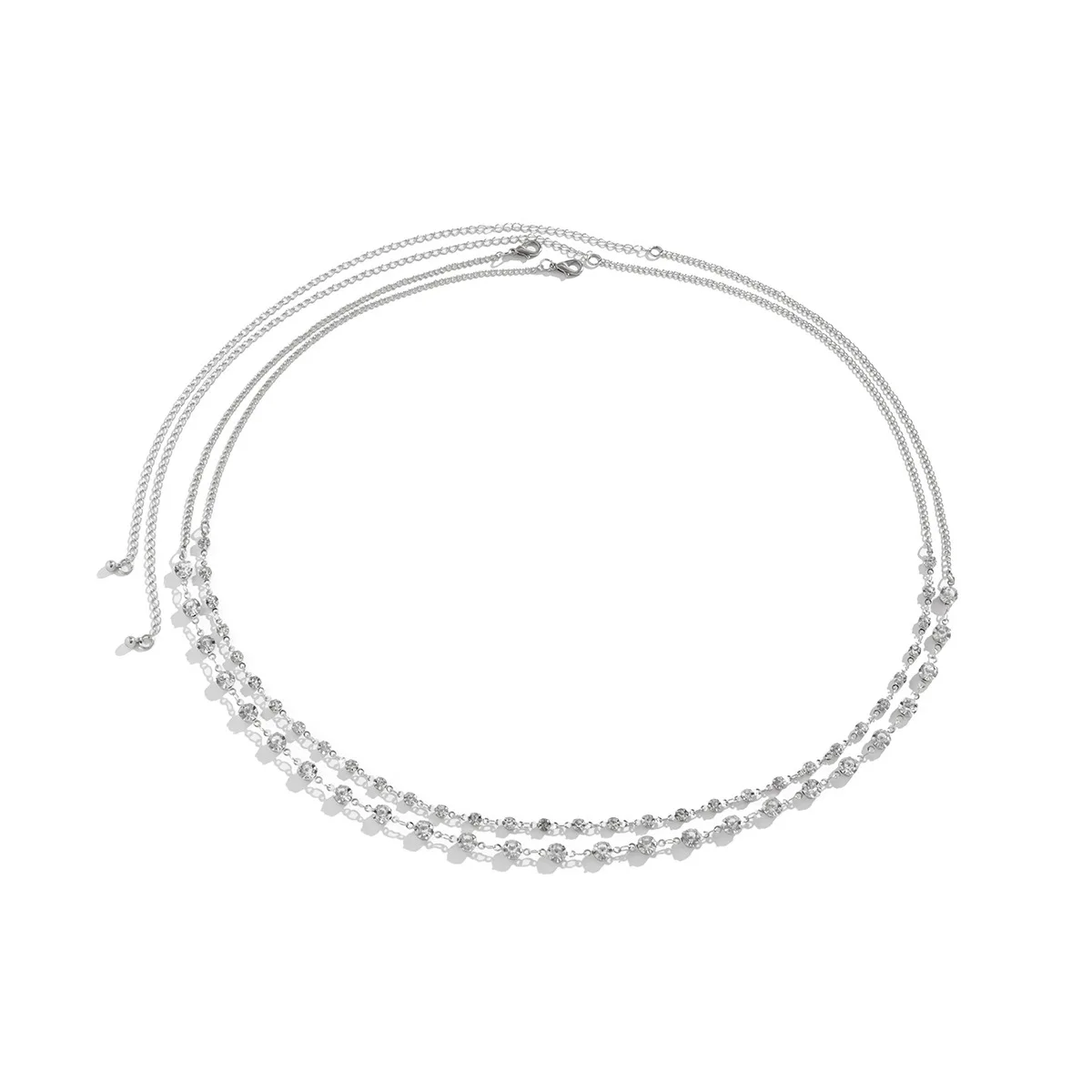 Простая милая роскошная блестящая цепочка с кристаллами в стиле ретро - Фотография_5