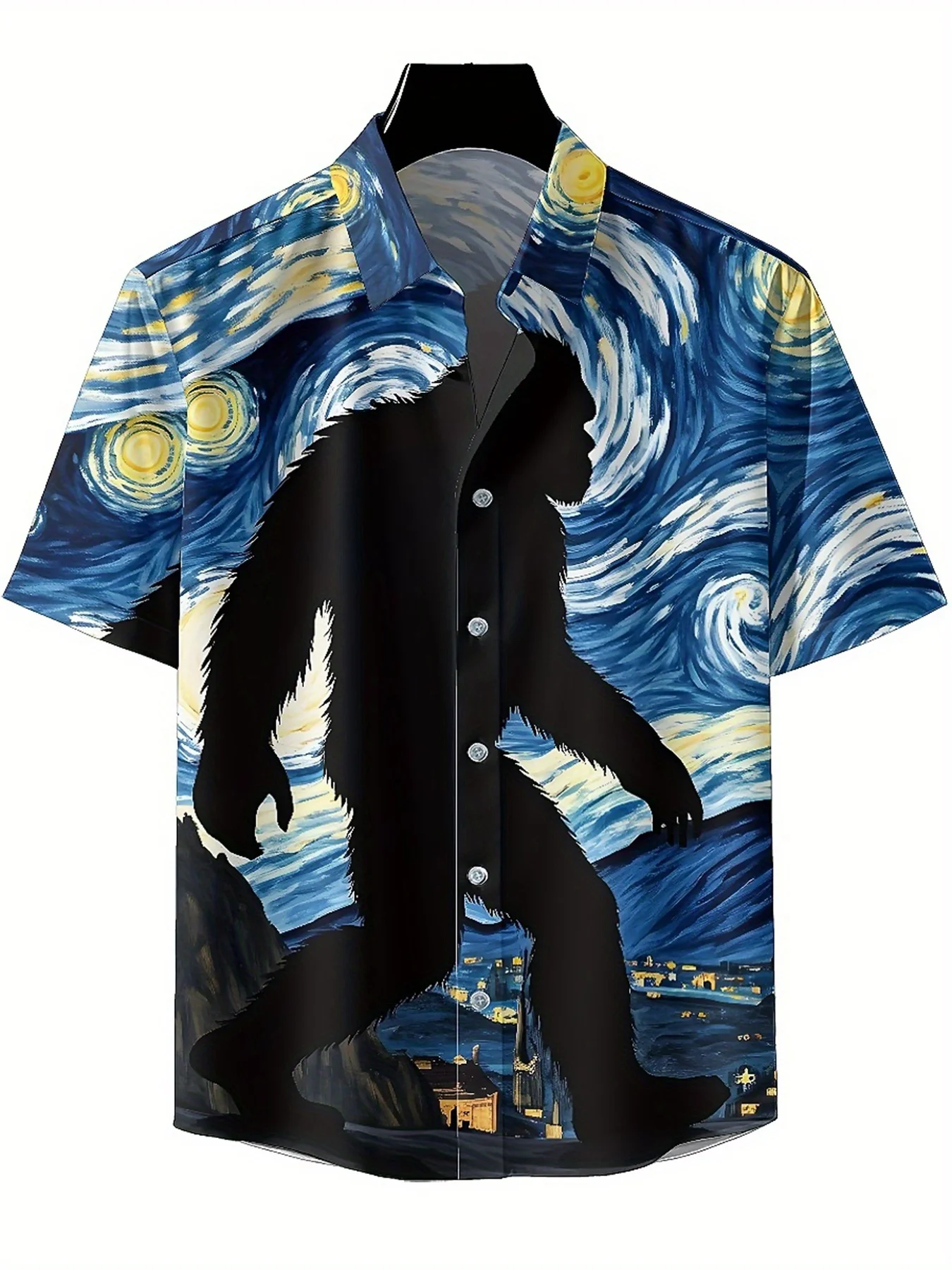 Мужские гавайские рубашки больших размеров с рисунком звездной ночи - Фотография_2