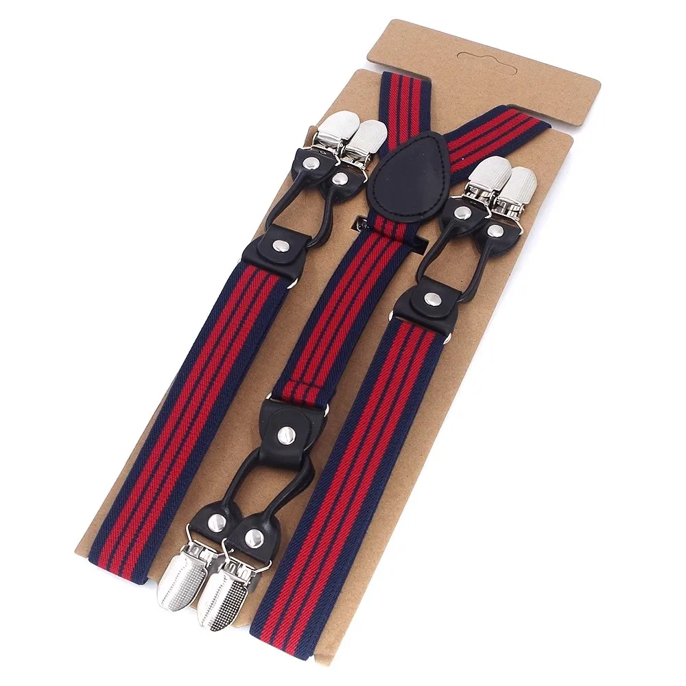 Новые подтяжки, черные кожаные подтяжки с 6 зажимами - Фотография_6