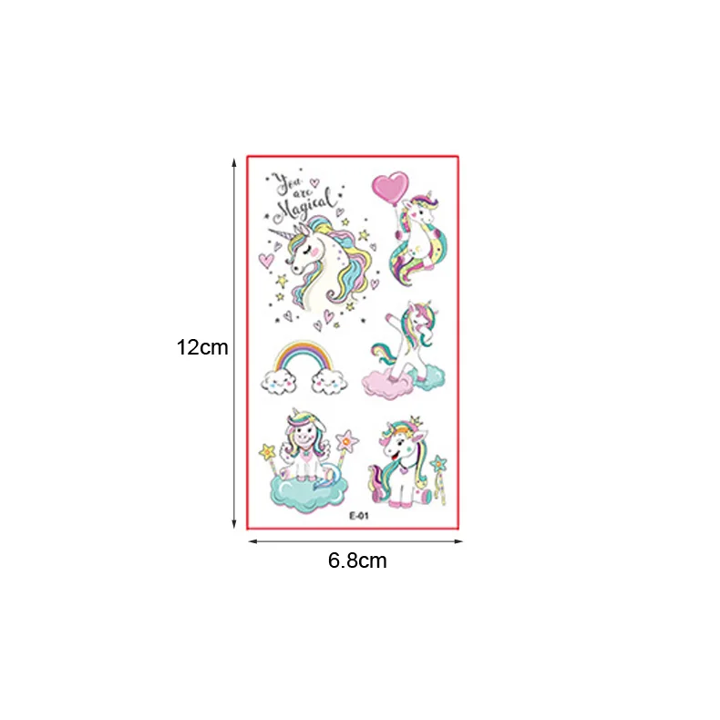 Детская наклейка-тату с мультяшным единорогом для детей - Фотография_2