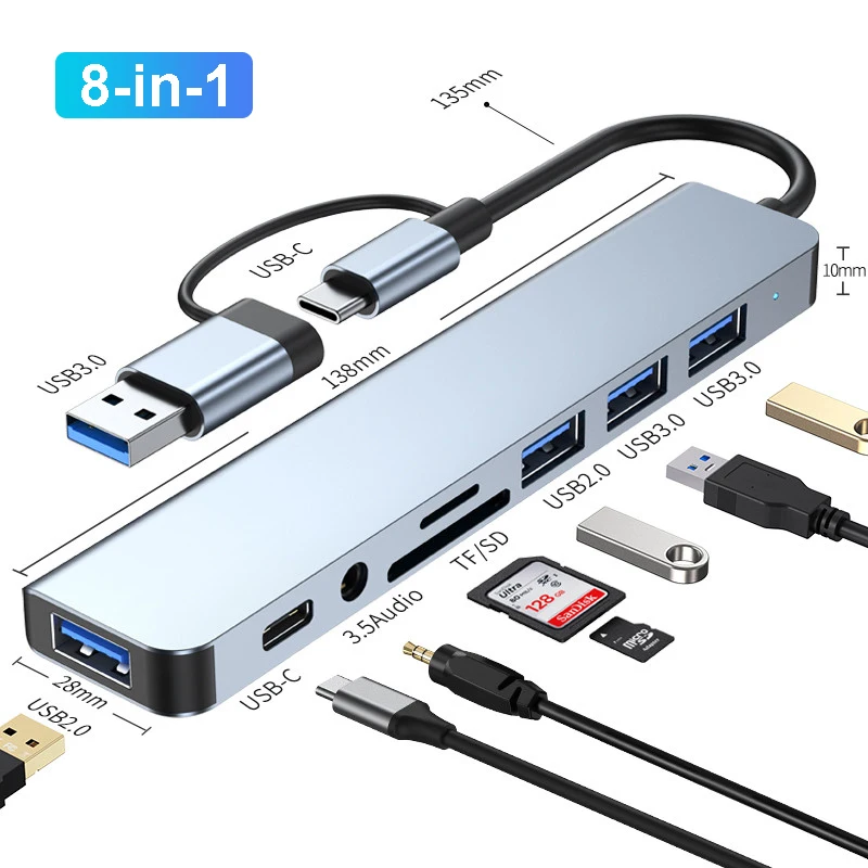 8-in-2 usb-концентратор 3.0 usb c-концентратор