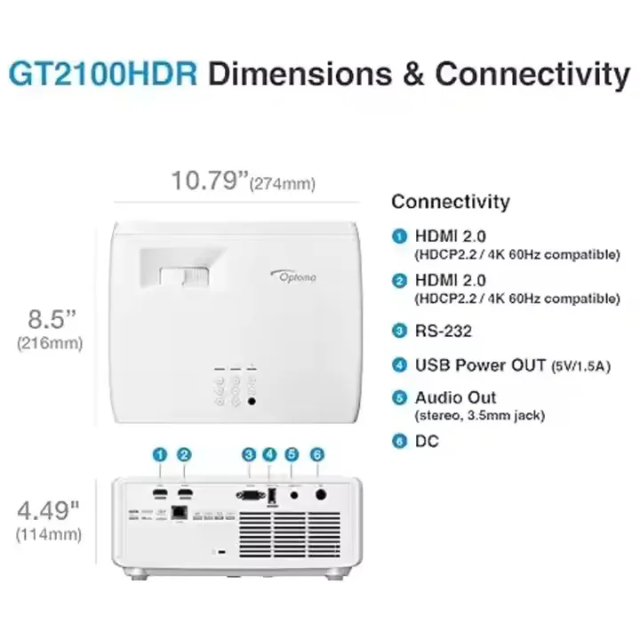 Optoma gt2100hdr игровой видеопроектор для домашнего кинотеатра - Фотография_4