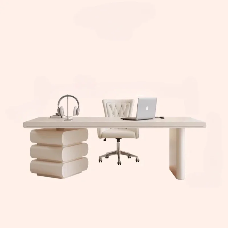 Французский белый офисный стол для дома с выдвижными ящиками - Фотография_6