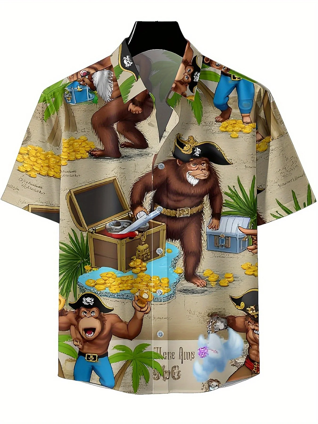 Мужские гавайские рубашки больших размеров с рисунком пиратского гориллы - Фотография_2