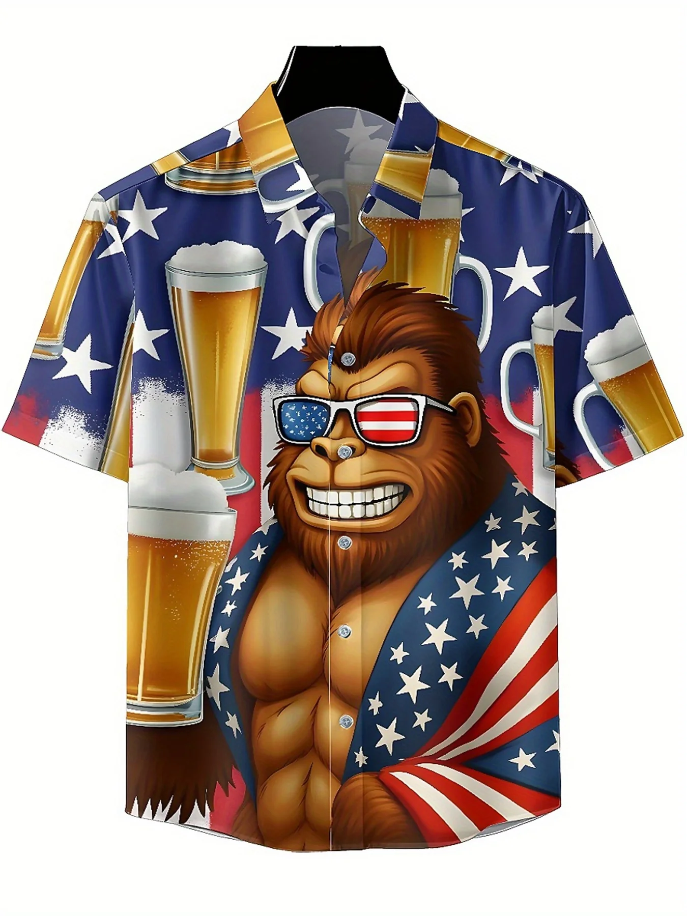 Мужские гавайские рубашки больших размеров sasquatch drinking beer - Фотография_2