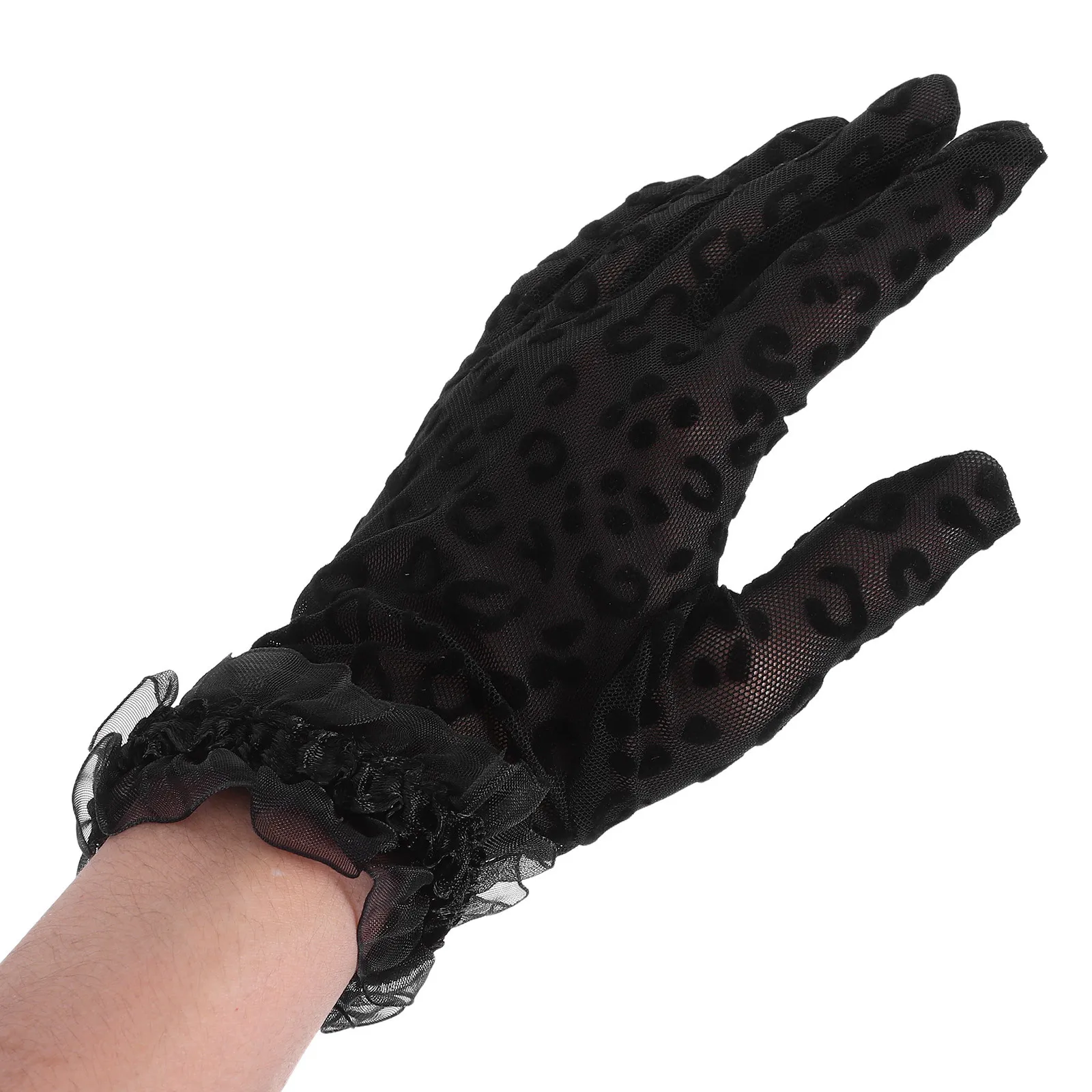 Прозрачные черные сетчатые перчатки - Фотография_5