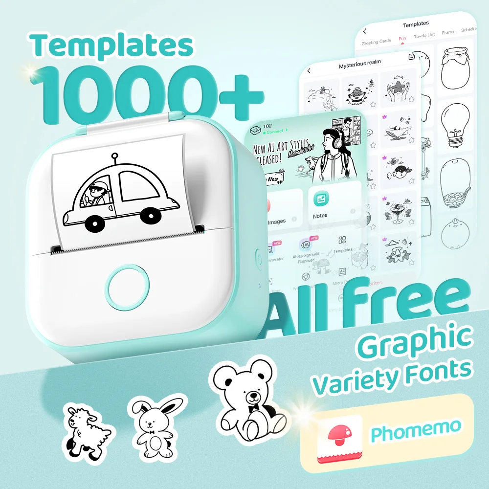Phomemo t02 мини-термопринтер беспроводной мини-карманный принтер - Фотография_2
