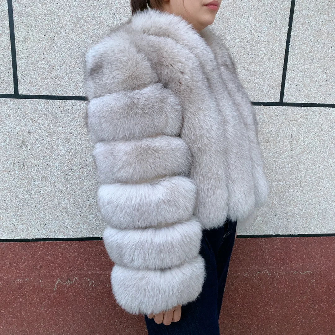 Женская шуба, вертикальная куртка из натуральной лисьей кожи - Фотография_4