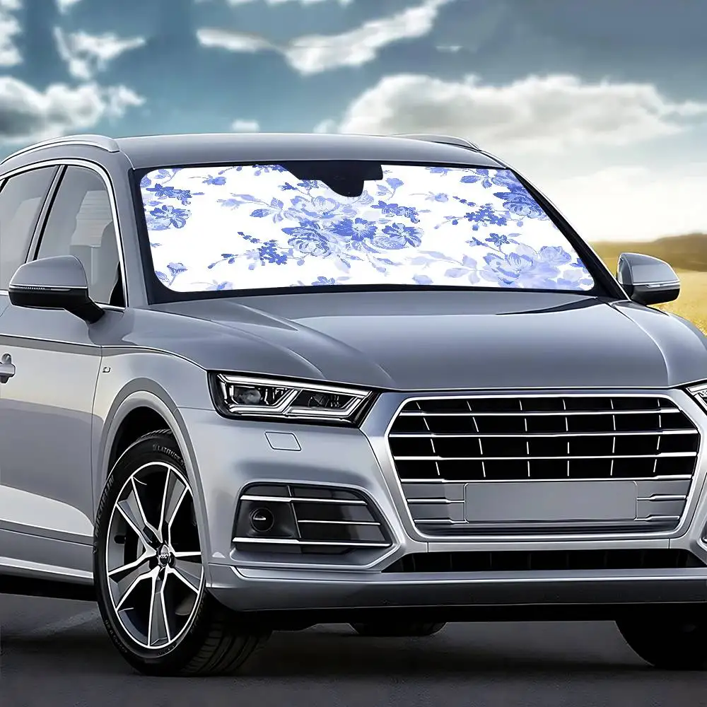 Сине-белый фарфоровый автомобильный солнцезащитный козырек - Фотография_2