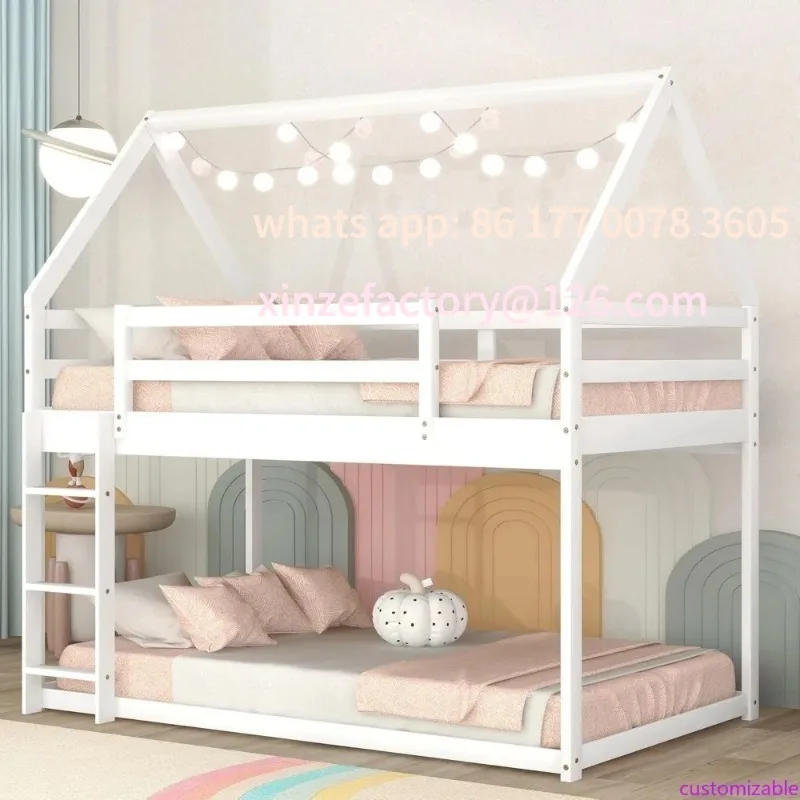 Настраиваемая двухъярусная кровать twin over twin house для детей - Фотография_2