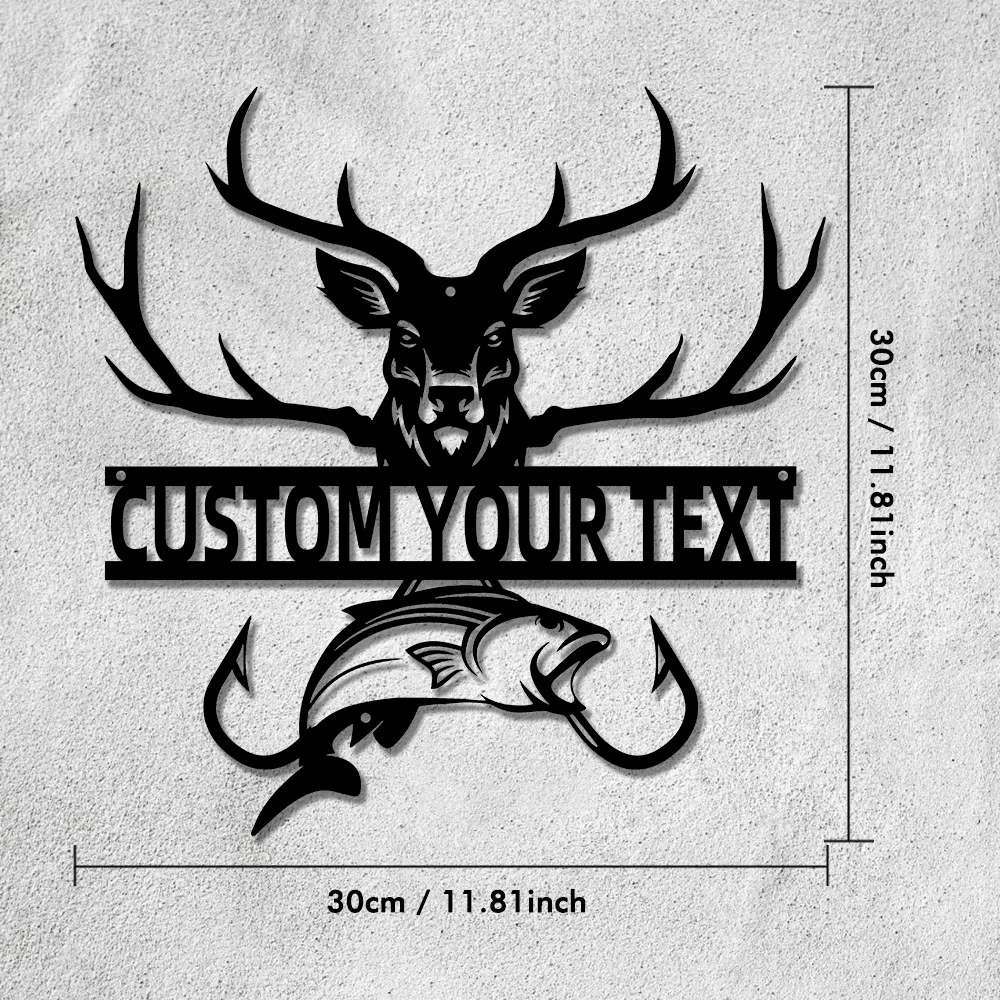 Изготовленный на заказ металлический настенный декор с оленем и рыбой - Фотография_2