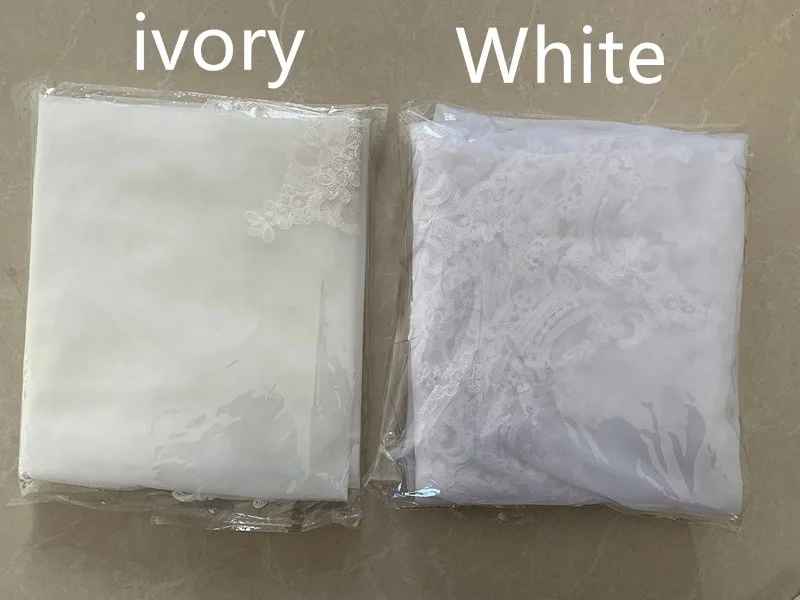 Двухслойная фата длиной до локтя с бисером и краем - Фотография_5