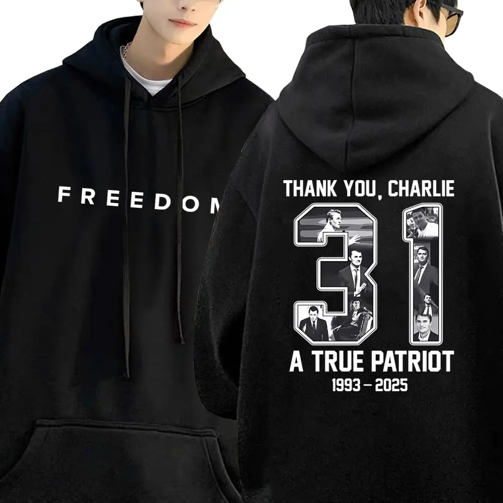 Толстовка с графическим принтом charlie kirk freedom для мужчин и женщин