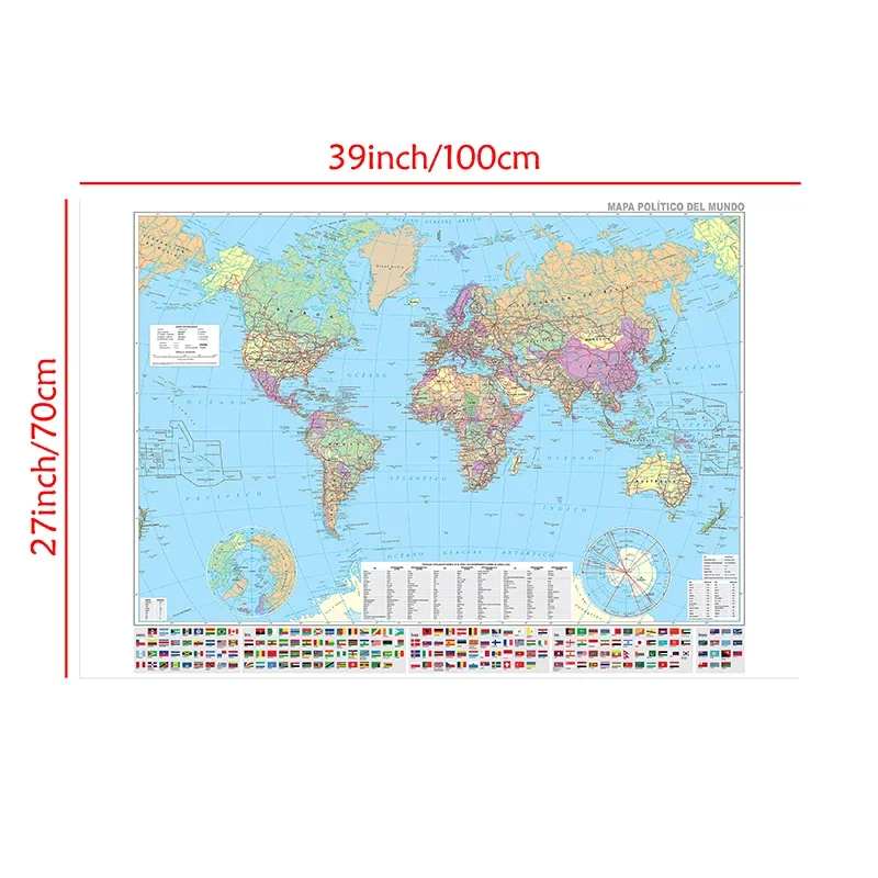 100*70 см карта мира в испанском - Фотография_6