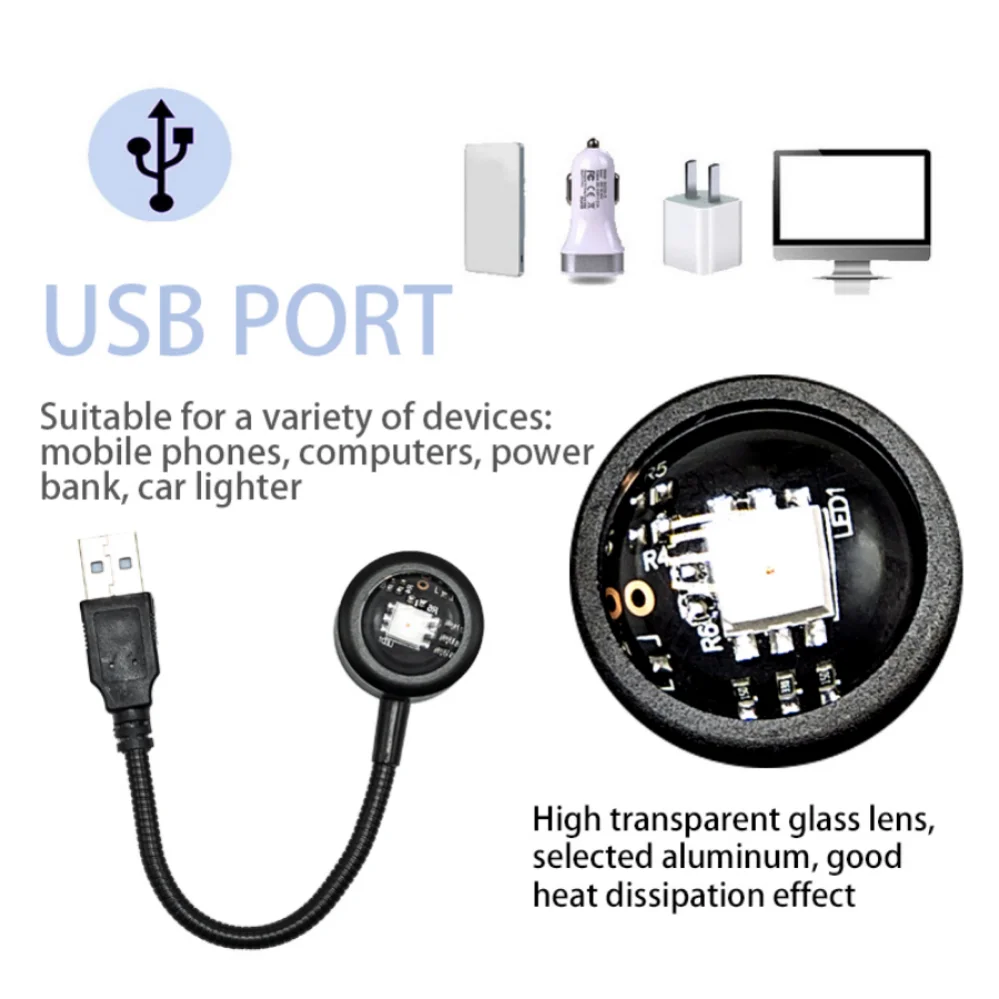Лампа заката, светодиодный usb радужный неоновый ночник - Фотография_3