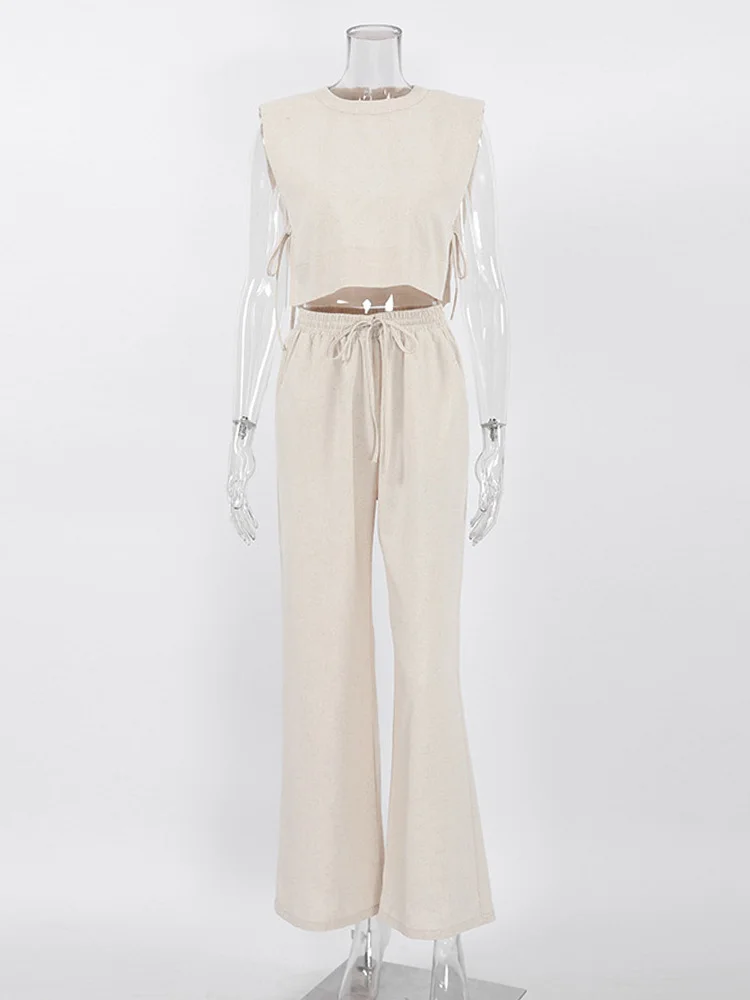 Женский праздничный комплект льняных брюк - Фотография_5