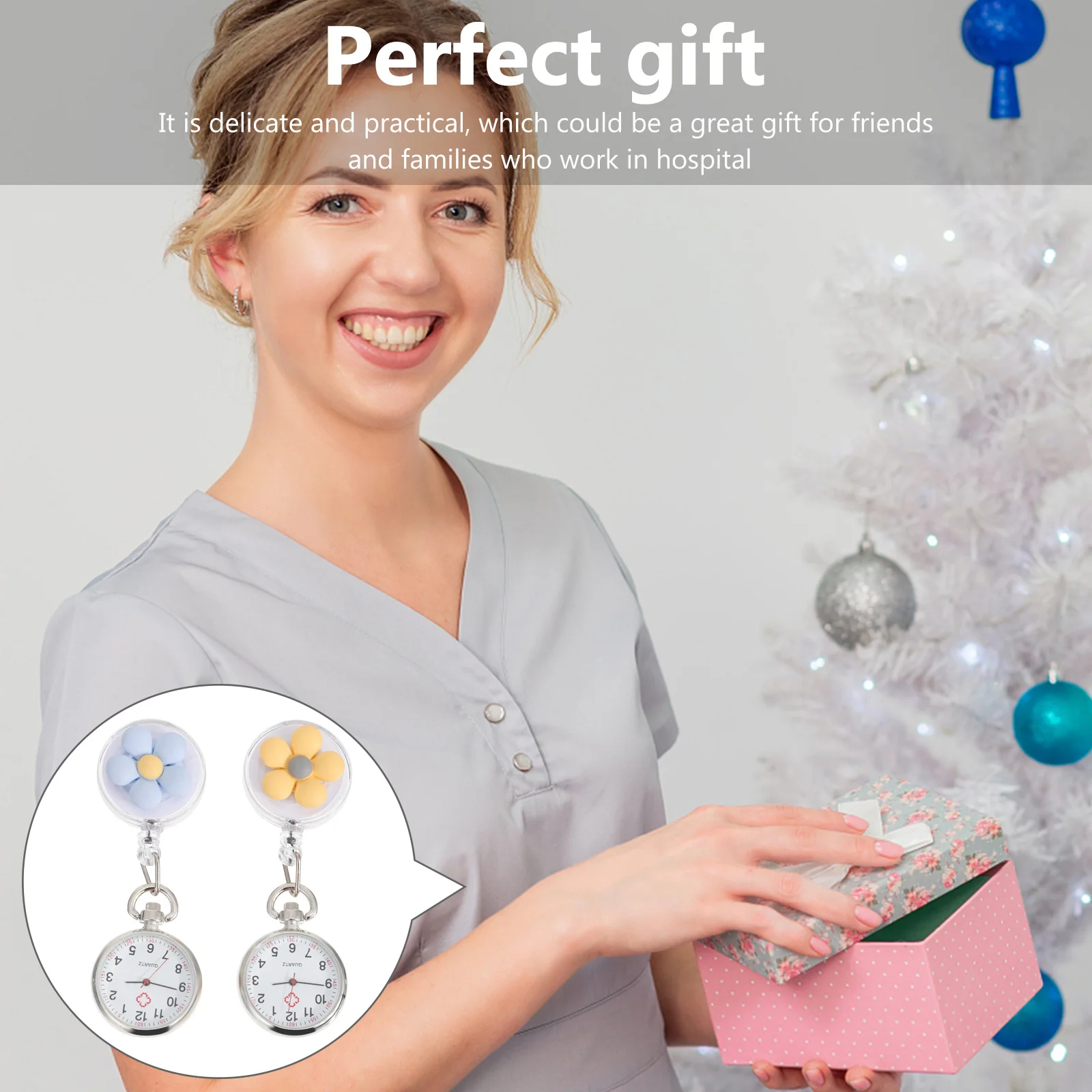 Карманные часы с цветочным узором для медсестер