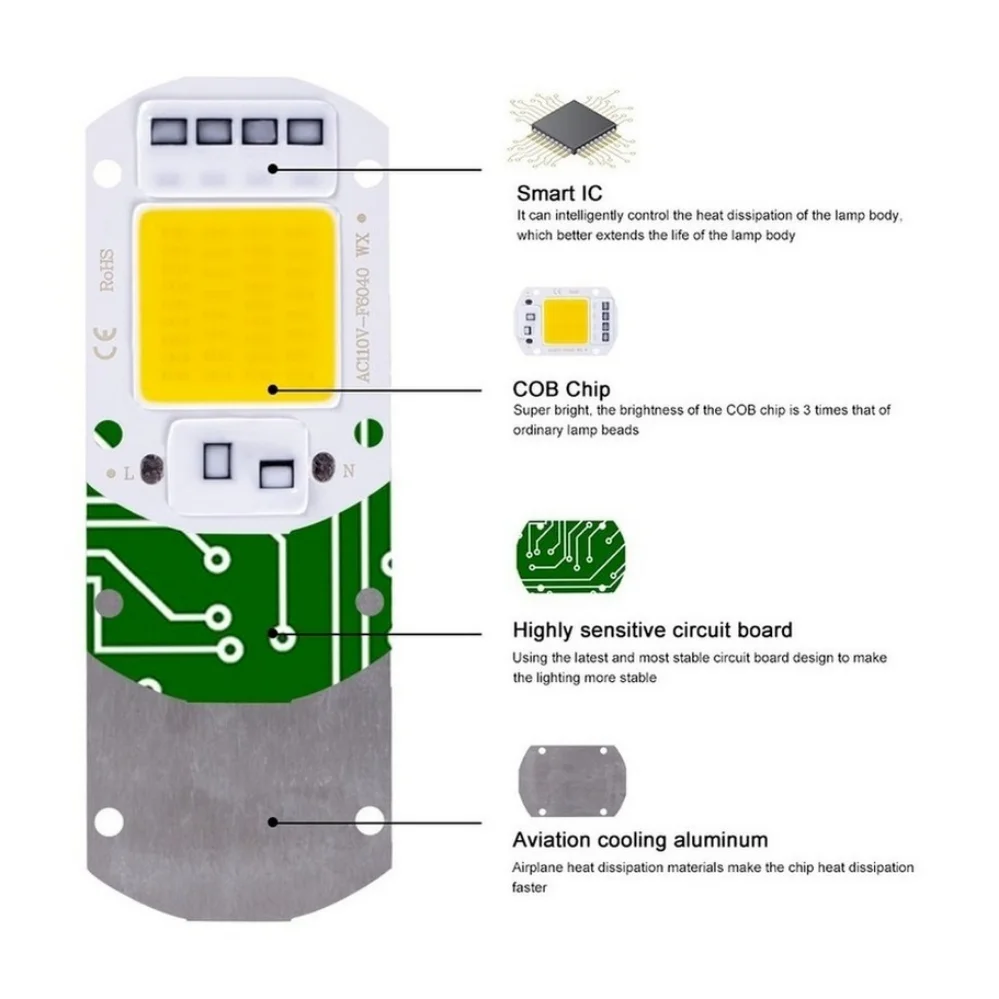 Ac 220v 110v светодиодный чип 10w - Фотография_2