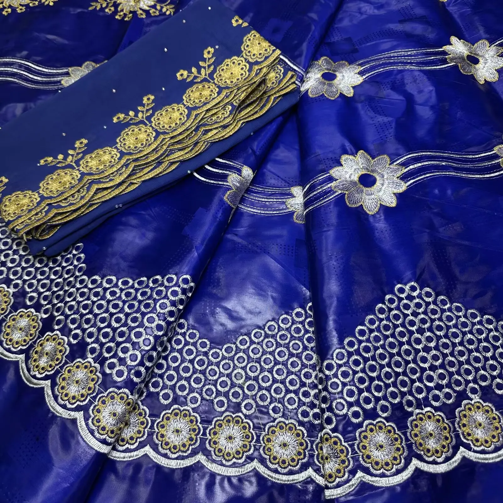 7 ярдов вышивка африканская ткань - Фотография_5